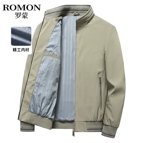 罗蒙男士外套2023春季新款休闲立领夹克衫中老年爸爸装男款上衣服图片