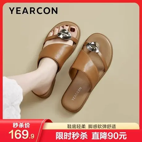 意尔康软底夹脚拖鞋女2025夏新款时尚百搭法式休闲平底外穿凉拖鞋商品大图