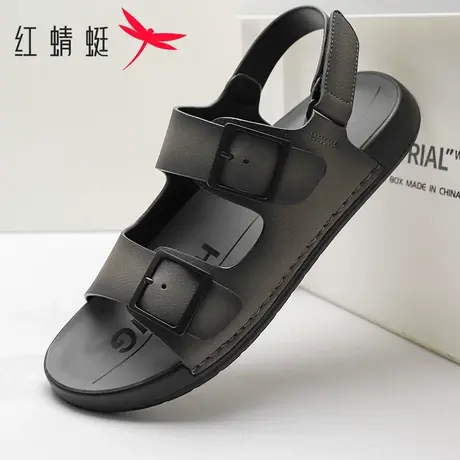 红蜻蜓2025夏季新款真皮休闲鞋男款外穿运动舒适魔术贴搭扣男凉鞋商品大图