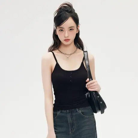 打底美背美式小吊带背心女夏外穿带胸垫2024新款内搭短款无袖上衣图片