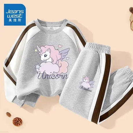真维斯童装女童套装春秋款2025新款中大童休闲上衣春季儿童运动装商品大图
