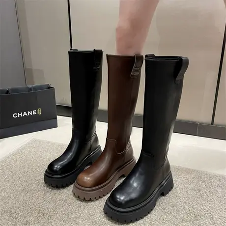 靴子女长筒靴显瘦2023年新款秋季厚底小个子不过膝时尚气质骑士靴商品大图