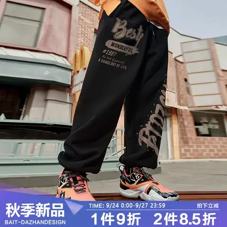 高街潮牌卫裤男秋冬季2022新款宽松束脚裤美式加绒情侣运动裤子女图片