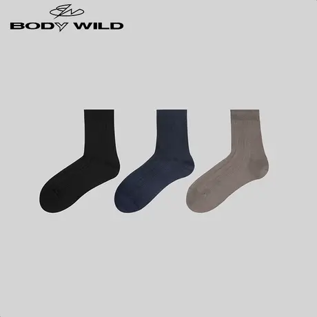 BODYWILD宝迪纯色袜子男款男士休闲袜男式棉质男生春秋ZBN94SF2图片