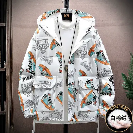 潮牌羽绒服男轻薄短款冬季2023年新款青少年初中高中学生大童外套图片
