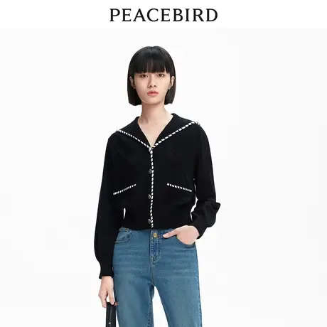 【商场同款】太平鸟女装2023春季新款小香风撞边线开衫A5EDD1D45商品大图