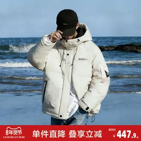 唐狮2026秋冬季短款羽绒服男连帽工装夹克加厚保暖羽绒外套休闲潮商品大图