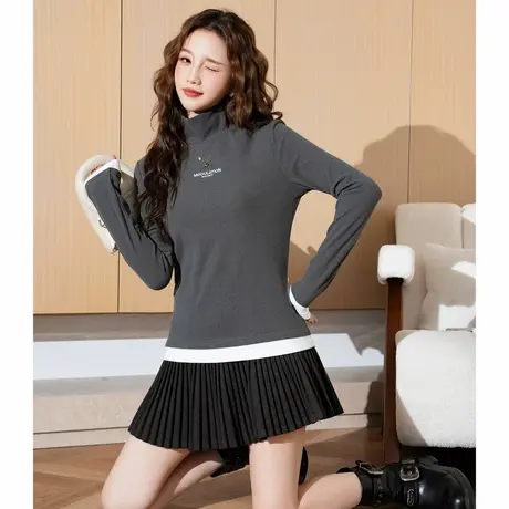 唐狮高领假两件拼接内搭打底衫女新款冬季百搭圆领长袖T恤TD图片