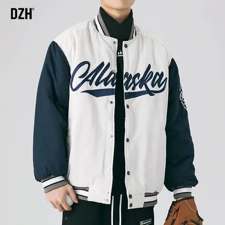 男士美式刺绣棒球服棉服男款冬季潮牌2023新款加厚棉衣外套情侣装商品大图