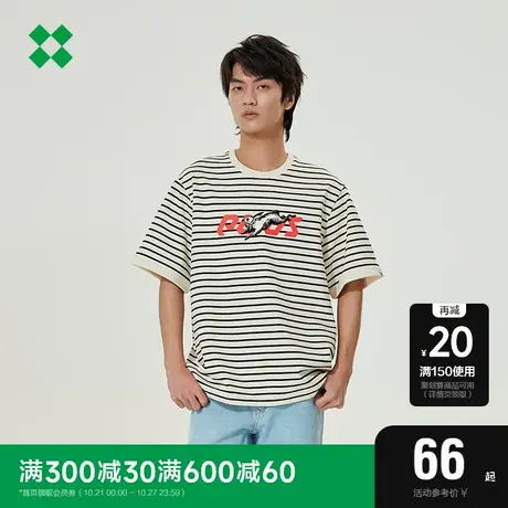 SEMIRPLUS潮牌短袖T恤2023春夏新款男女情侣圆领体恤条纹时尚图片