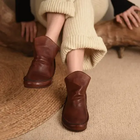 Artmu阿木原创复古平底短靴女春秋单靴倒靴女靴子2023新款堆堆靴商品大图