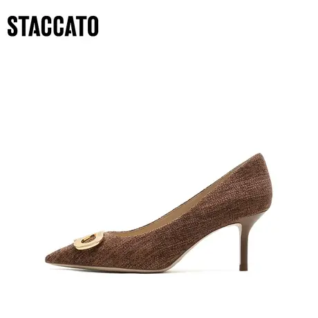 思加图新款通勤高跟鞋法式细跟尖头单鞋女鞋子ED323CQ2商品大图