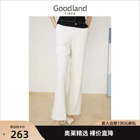 音儿美地女装2022夏季新款通勤纯色高腰微喇西裤休闲裤商品大图