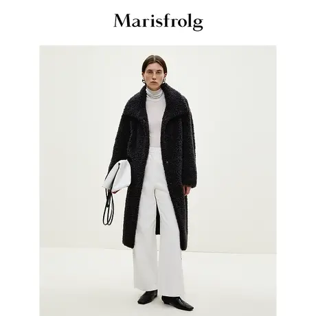 【艺术时装大衣】玛丝菲尔秋冬深咖色羊剪绒环保皮草图片