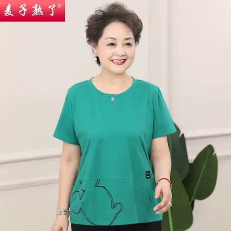 妈妈夏装宽松舒适老人短袖T恤2022新款洋气小衫上衣服中老年女装商品大图