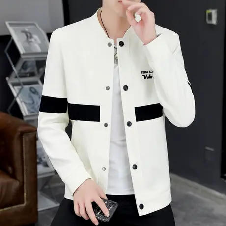 韩版潮牌刺绣棒球服男士新款秋冬季帅气拼色夹克外套立领休闲男装商品大图