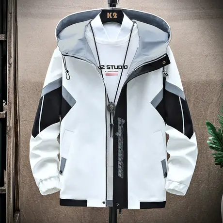 外套男春秋连帽工装夹克青少年初中学生男装春装上衣潮牌帅气衣服商品大图