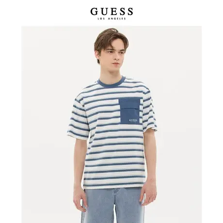 GUESS新男士多彩廓形oversize撞色条纹重磅短袖T恤-X2GP61R2Q41商品大图