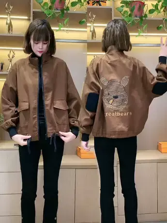 2023年秋季新款立领休闲短外套时尚减龄潮流百搭宽松舒适上衣夹克商品大图