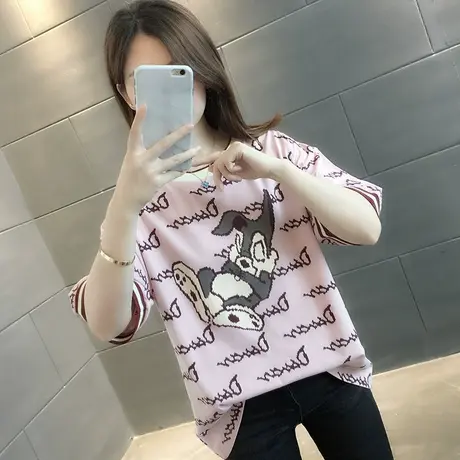 纯棉短袖T恤女装宽松2024年新款春季洋气中长款设计感打底衫爆款图片