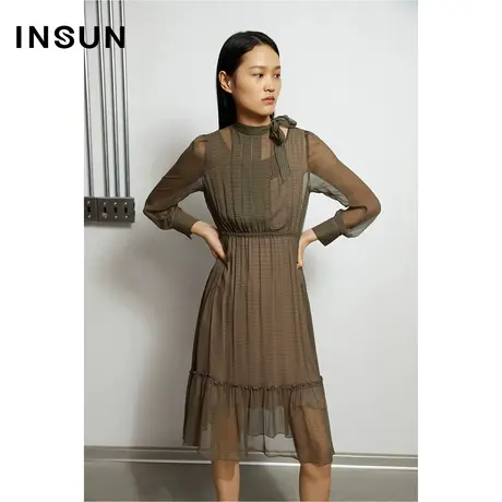 INSUN恩裳秋季解构不规则复古连衣裙图片