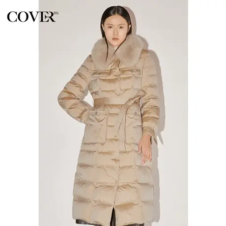 COVER冬季可拆卸狐狸毛领轻商务羽绒服图片
