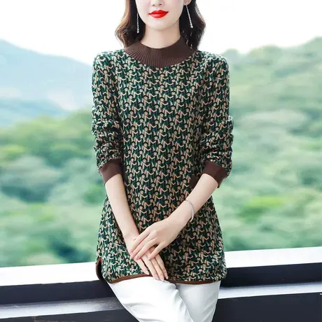 2023冬装加绒加厚中长款保暖打底衫女妈妈装减龄遮肚子洋气女上衣商品大图