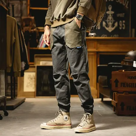 工装裤子男士2022年冬抗寒保暖外穿运动百搭潮牌休闲束脚宽松裤图片