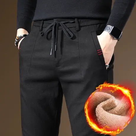 男裤子2024新款冬装男士休闲长裤直筒宽松百搭秋冬季加绒加厚外穿商品大图