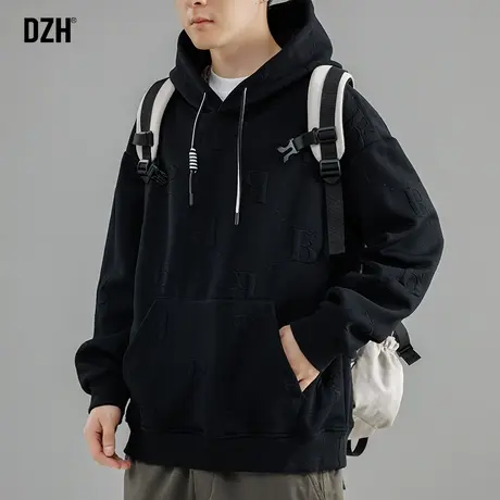 男士美式重磅卫衣男连帽秋季潮牌男装2024新款长袖上衣百搭连帽衫商品大图