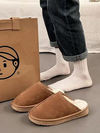 棉拖鞋女冬季外穿2023年新款懒人一脚蹬勃肯鞋加绒平底包头半拖鞋商品大图