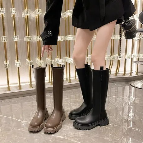 长筒靴女2023年秋冬季新款复古爆款显腿长不过膝靴网红爆款骑士靴商品大图