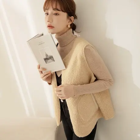 桔熊秋冬季保暖泰迪熊绒毛马甲正反两穿磨毛背心外套女大码EA3072图片