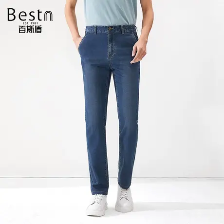 百斯盾男装牛仔裤2025年春夏款简约时尚凉感宽松直筒裤商品大图