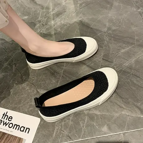 渔夫鞋女小香风2024春季新款帆布鞋子懒人一脚蹬软底单鞋透气网面商品大图