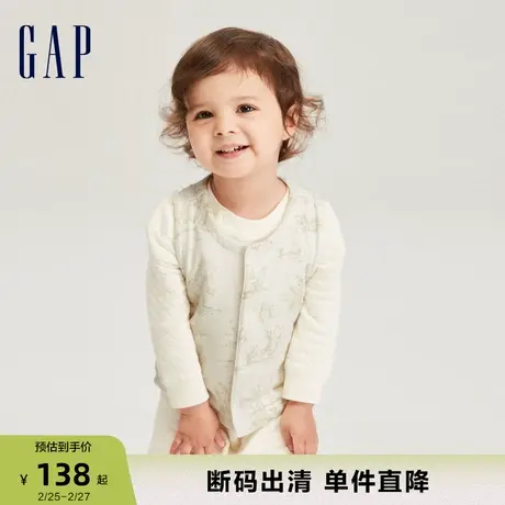 【断码优惠】Gap婴儿春秋可爱洋气小熊印花夹棉圆领背心753991商品大图