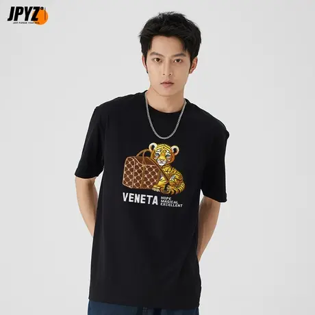 精致刺绣印花男士短袖t恤2023新款潮流夏季百搭男生上装体恤男装商品大图