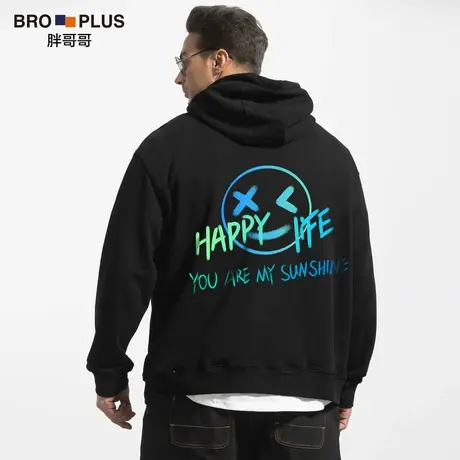 胖哥哥重磅卫衣男大码纯棉宽松潮流笑脸男士卫衣外套加肥加大秋款图片
