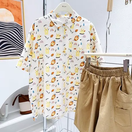 日系软妹童趣减龄学院风胡萝卜兔子衬衫2023夏款港风宽松棉质衬衣商品大图