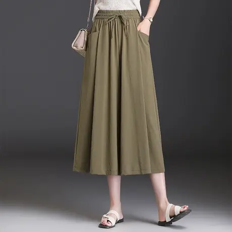 2023年新款莫代尔七分裙裤阔腿裤女夏季宽松胖MM显瘦休闲a字裤裙商品大图