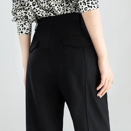 高腰黑色西装裤女秋季2023新款小个子九分裤显瘦裤子休闲裤哈伦裤商品大图