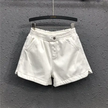 欧货秋冬新款白色加绒加厚阔腿裤宽松显瘦打底外穿休闲牛仔短裤女商品大图