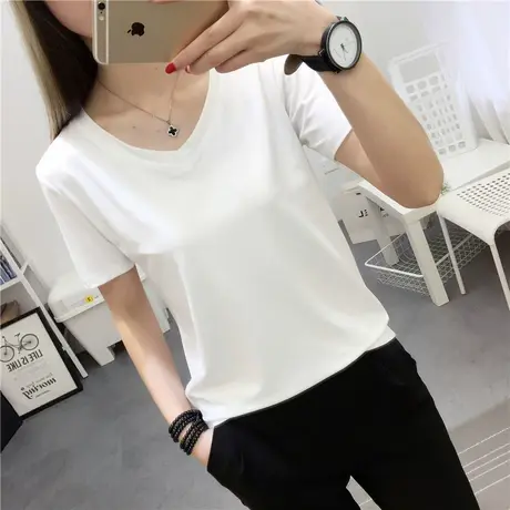 2023网红同款上衣v领下衣失踪t恤短袖chic夏 复古t蹦迪衣女 嘻哈商品大图