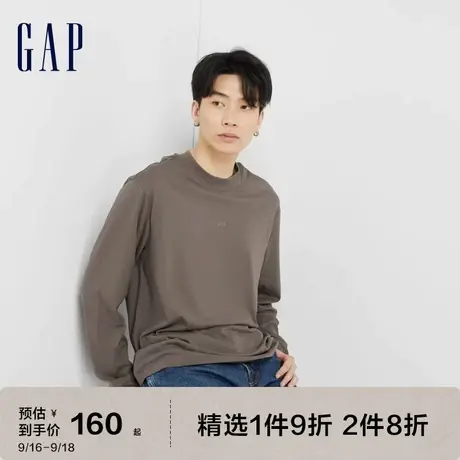 Gap男装秋季2023新款LOGO纯棉运动长袖T恤810626时尚休闲上衣图片