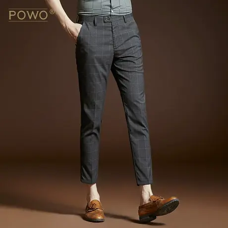 POWO春季薄款九分裤男士休闲裤韩版潮流修身小脚裤商务男装裤子图片
