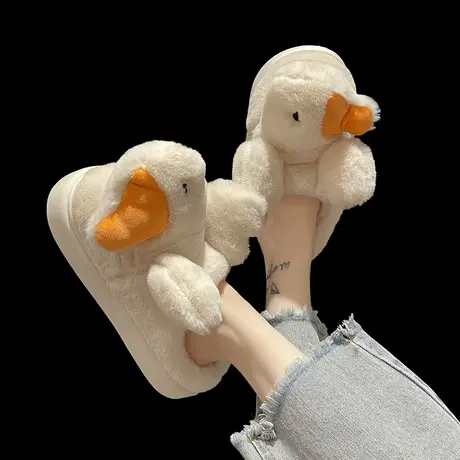 棉拖鞋女冬季卡通可爱柯尔鸭厚底防滑室内居家用毛绒保暖月子拖鞋图片