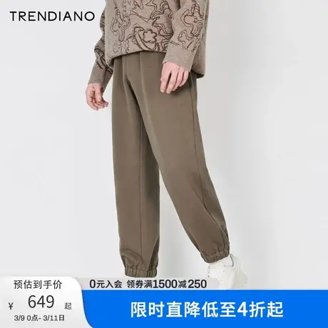 TRENDIANO梅花联名系列侧拉链宽松休闲裤男潮新款冬季图片