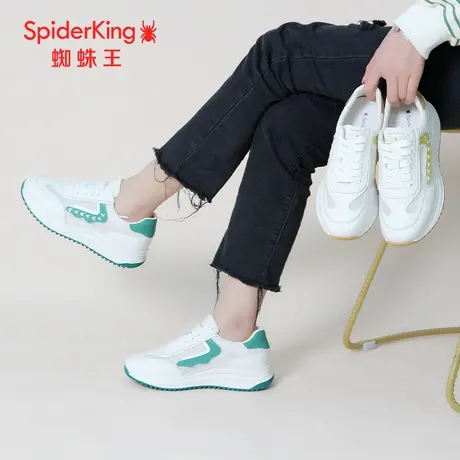 SPIDER KING/蜘蛛王德训鞋女真皮2023秋新款休闲板鞋女运动网面潮图片