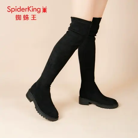 SPIDER KING/蜘蛛王袜靴女2023冬商场新款高筒瘦瘦靴薄绒软底保暖图片