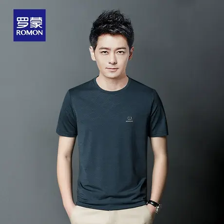 罗蒙男士短袖T恤冰丝网眼夏季薄款中老年爸爸装圆领速干上衣服体t图片